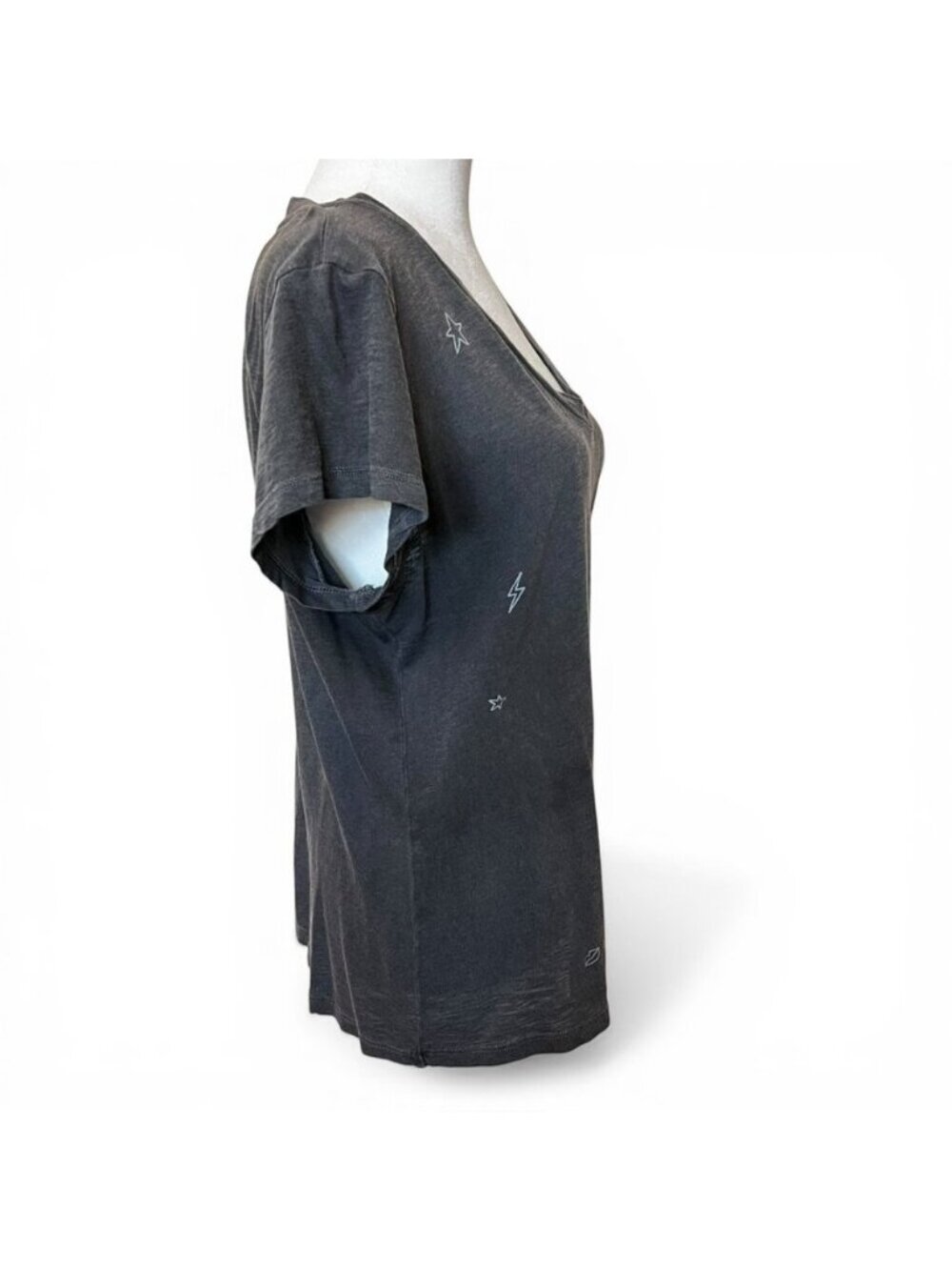 Anthropologie Sundry Womens Sz M Gray V-Neck Pima Cotton Boho Soft Grunge - Picture 4 of 10